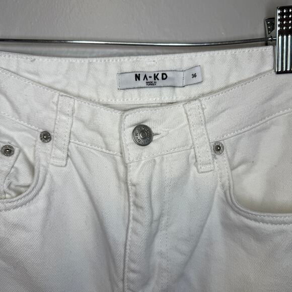 NAKD Men's White Straight High Rise Cotton Blend Denim Jeans 36 x 31 - Picture 2 of 4